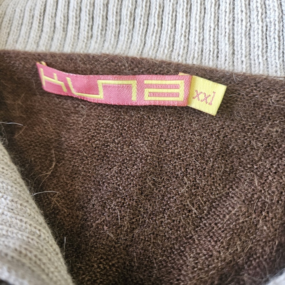 Kuna Baby Alpaca 1/4 Zip Sweater Men XXL Brown Stretch Soft Preppy Minimalist - Picture 2 of 8